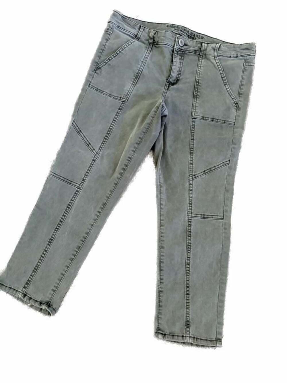 American Eagle Outfitters Stretch Jegging Crop Utility Pants Olive Green Sz 8